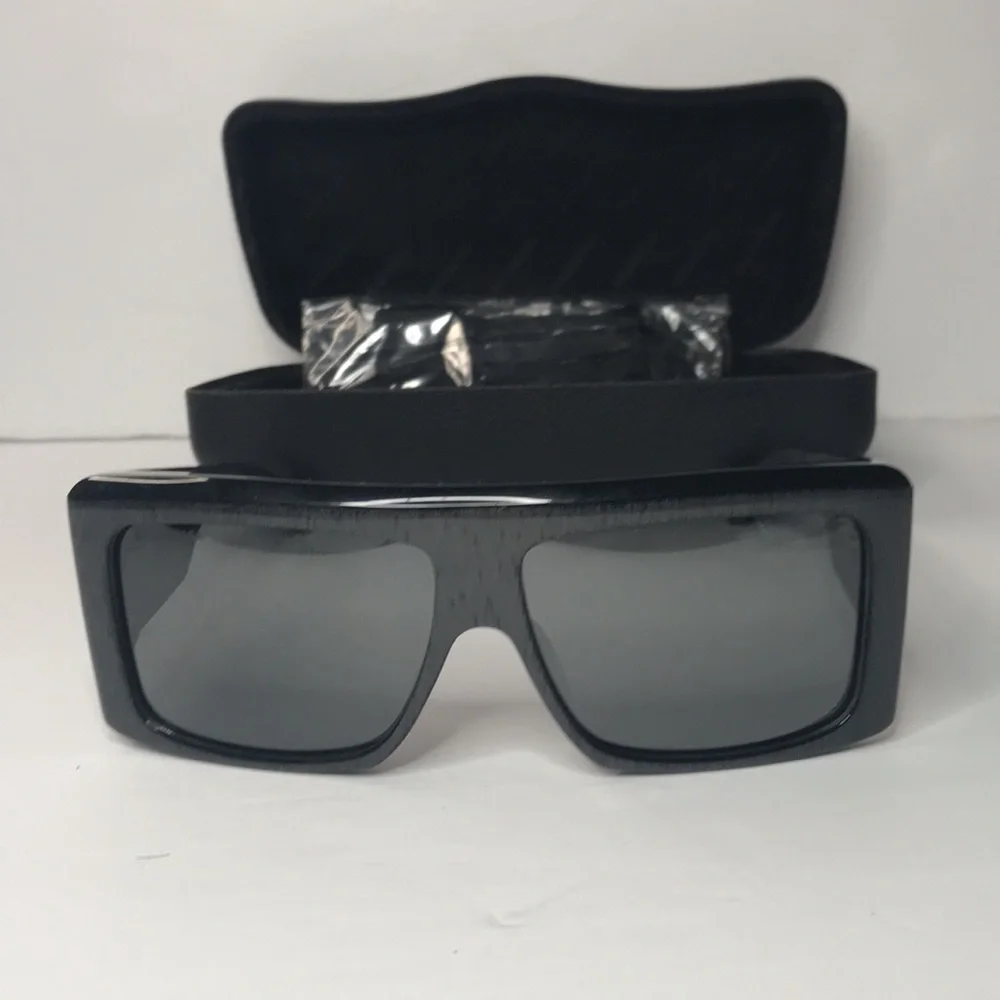 New Authentic Balenciaga Black BB0002S Shield Sunglasses